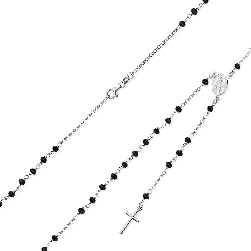 Silver Necklace with Zirconia Rosary