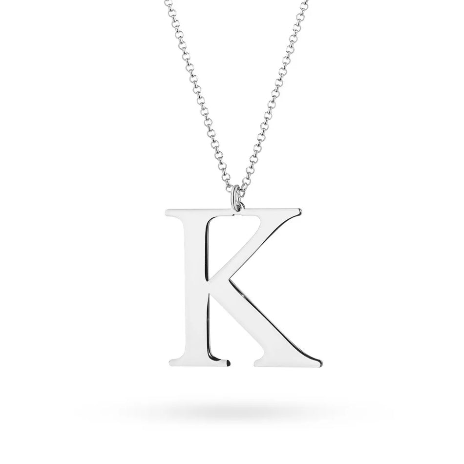 Silver Necklace Letter K