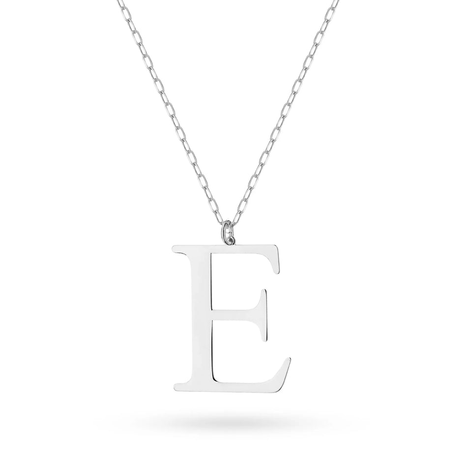 Silver Necklace Letter E