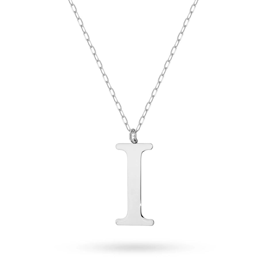Silver Necklace Letter I