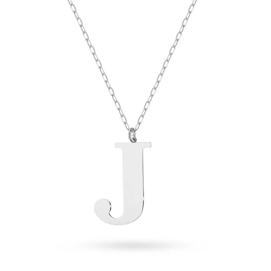Silver Necklace Letter J