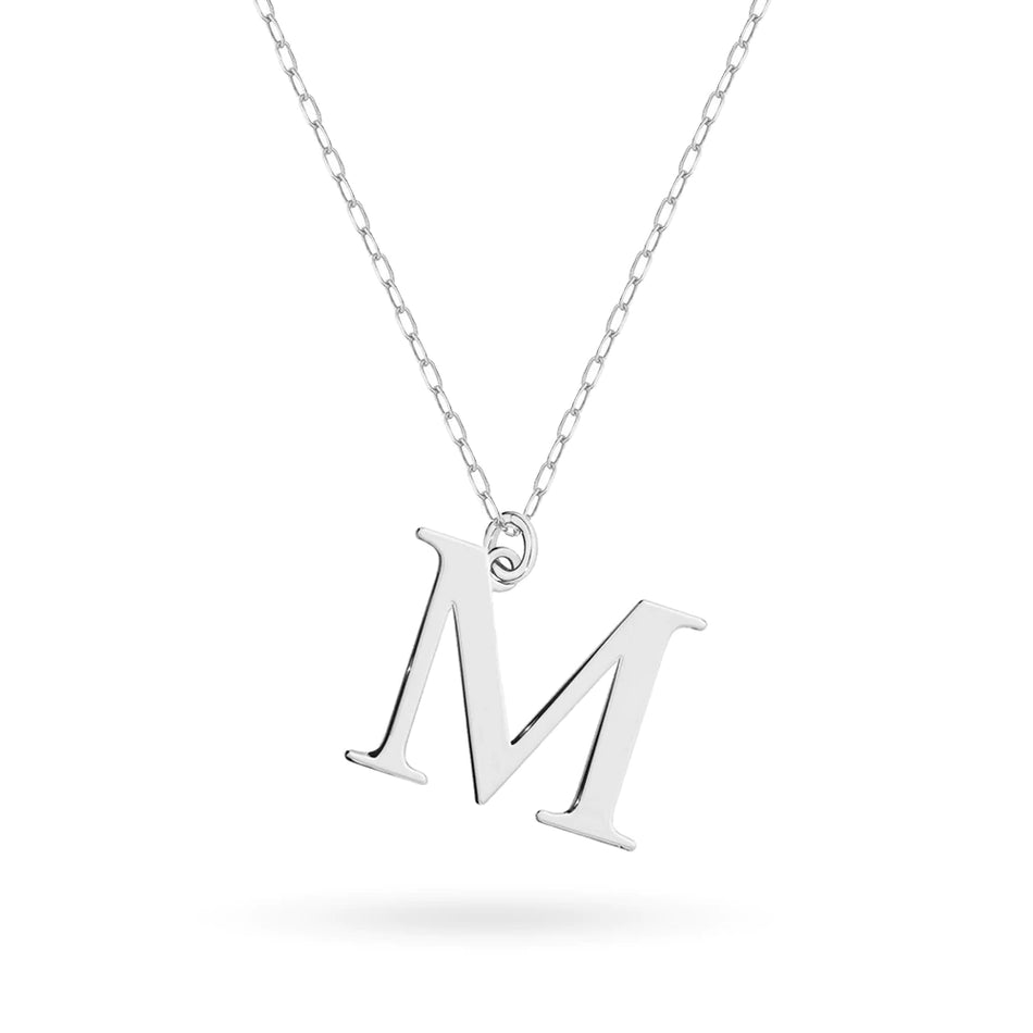 Silver Necklace Letter M