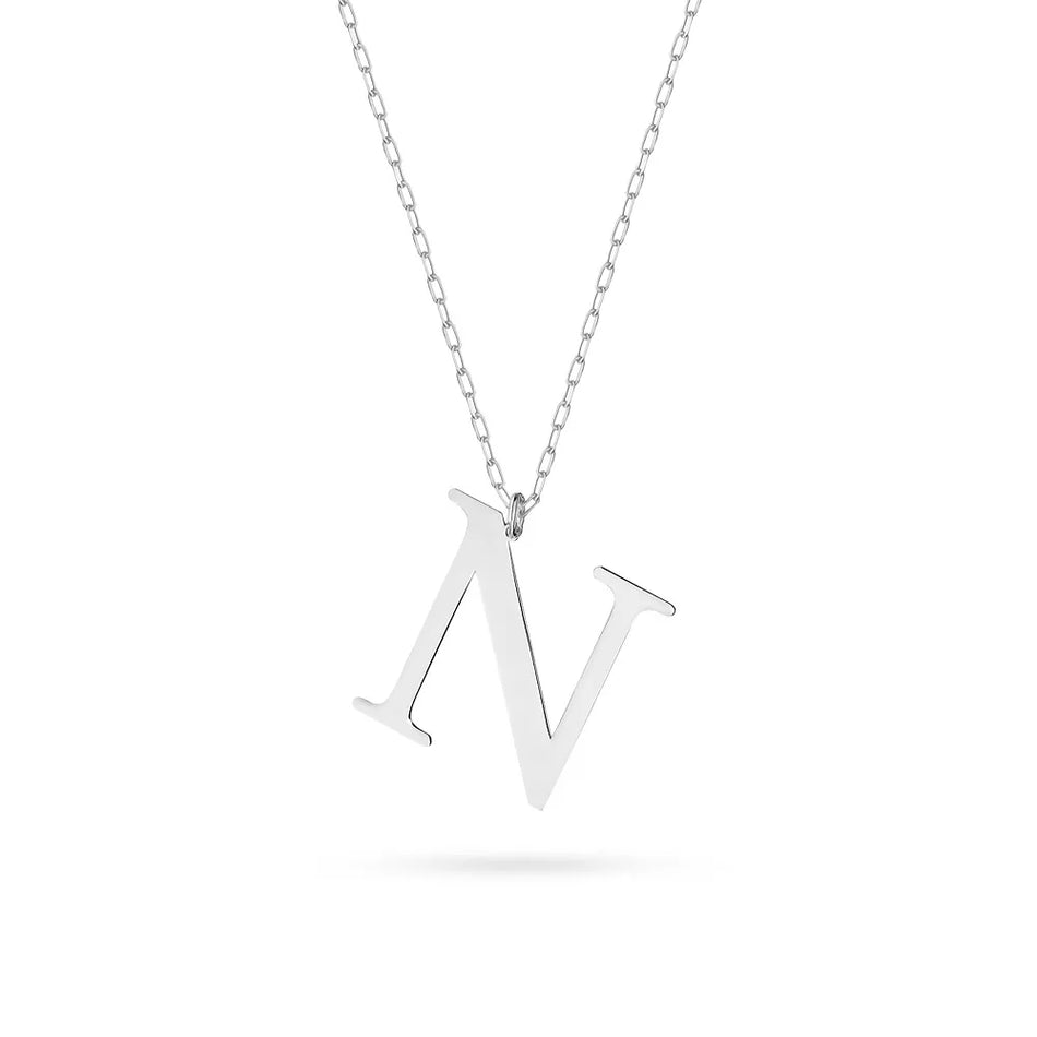 Silver Necklace Letter N