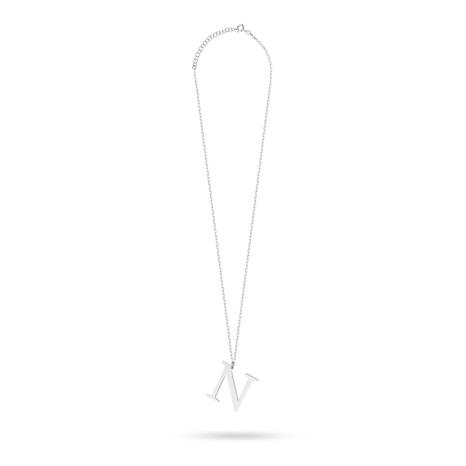 Silver Necklace Letter N
