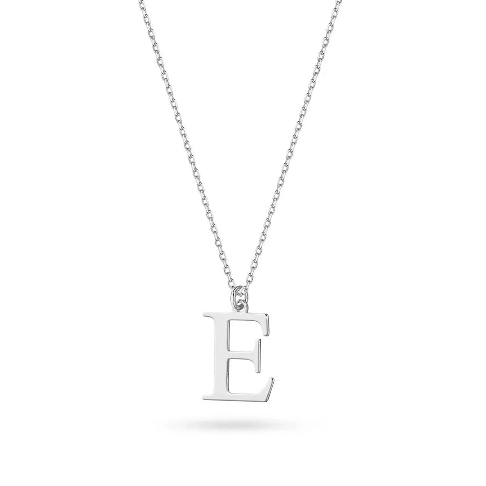 Silver Necklace Letter E