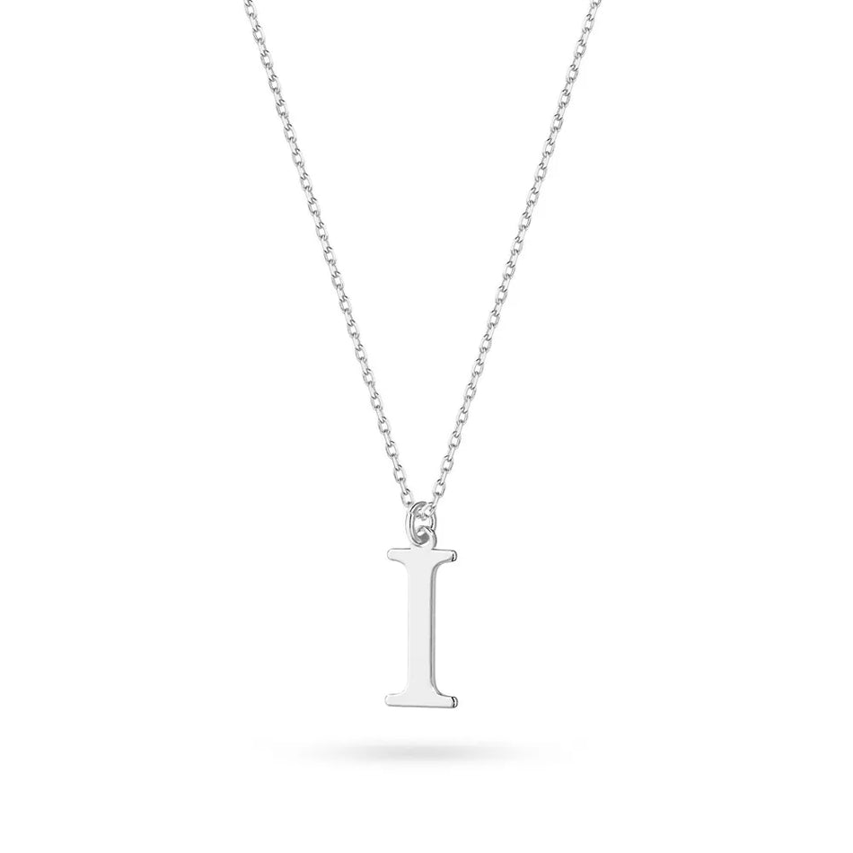 Silver Necklace Letter I