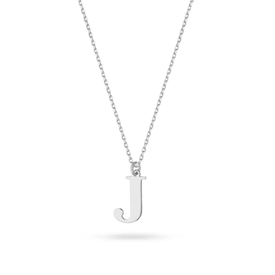 Silver Necklace Letter J