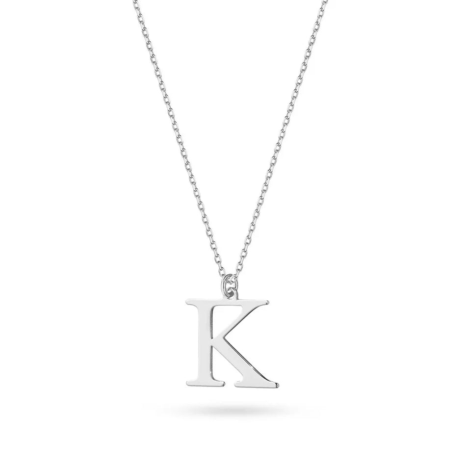 Silver Necklace Letter K