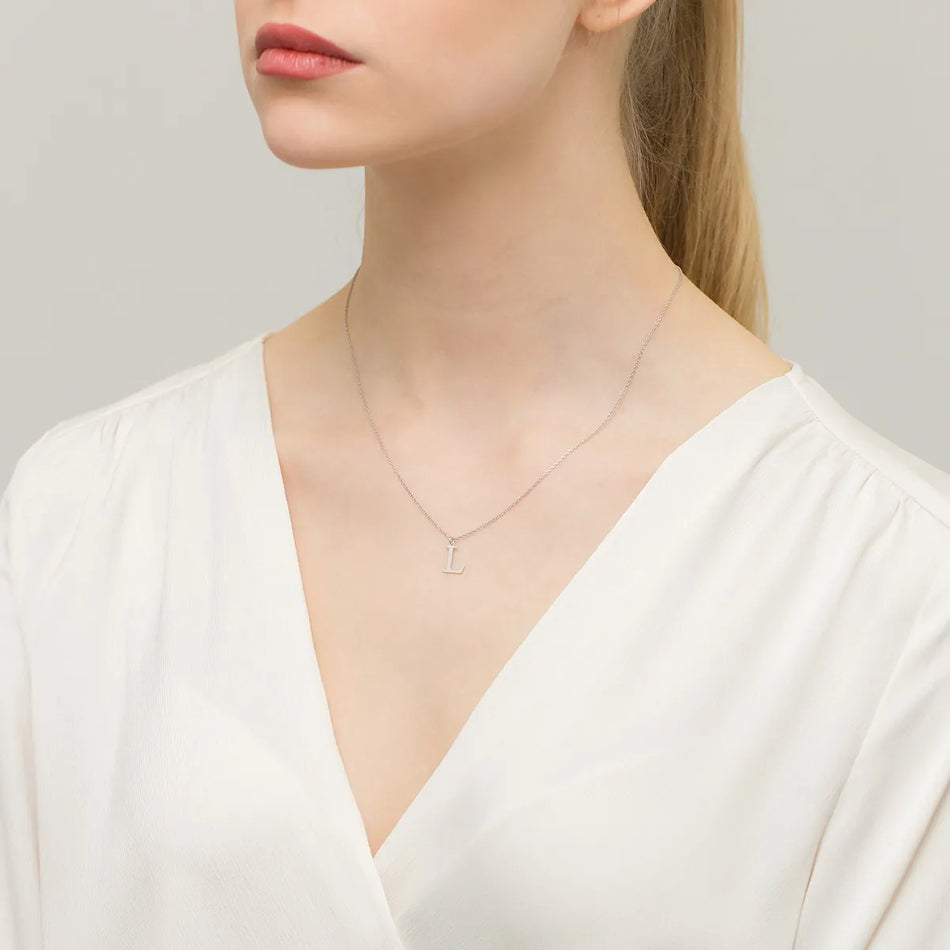 Silver Necklace Letter L