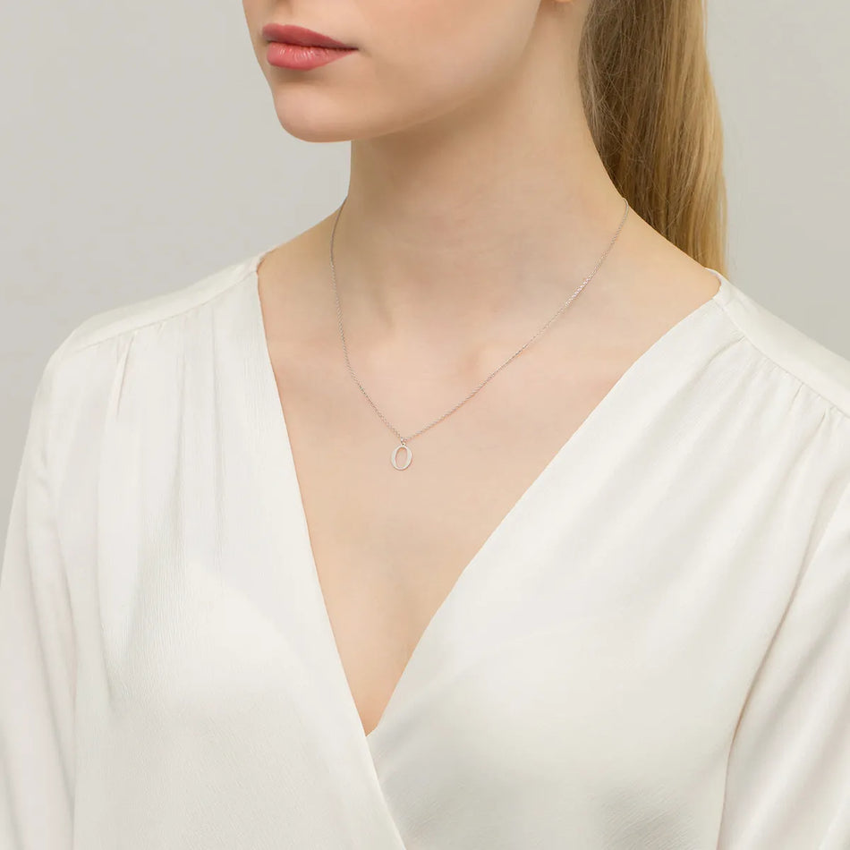 Silver Necklace Letter O