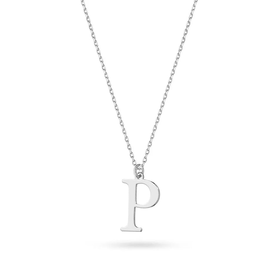 Silver Necklace Letter P