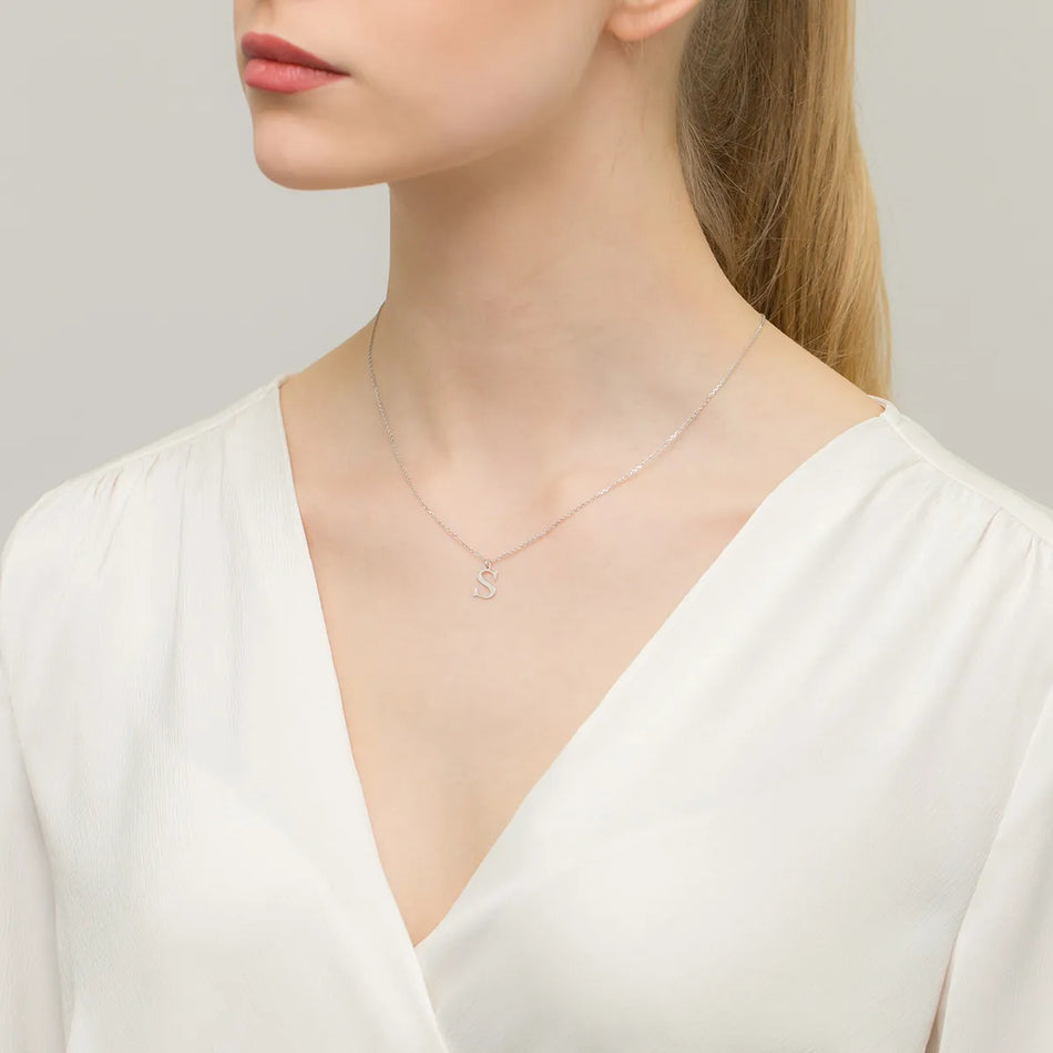 Silver Necklace Letter S