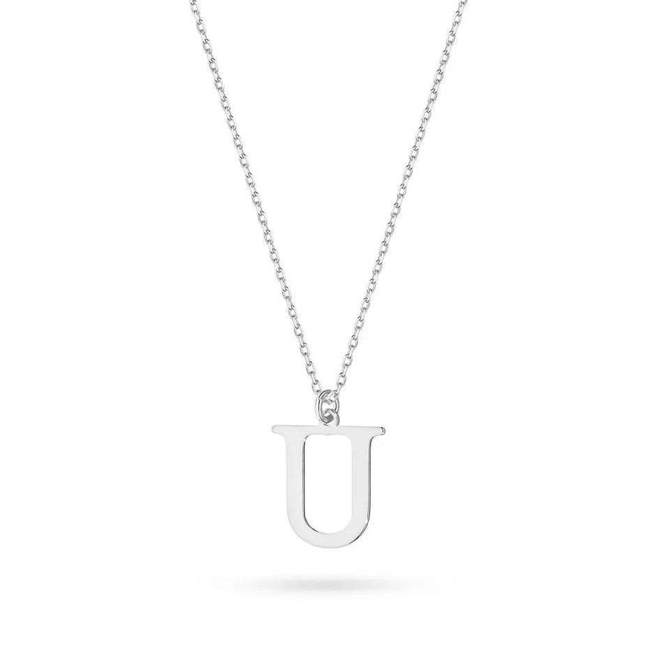 Silver Necklace Letter U