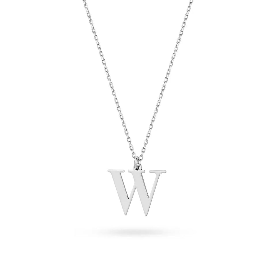Silver Necklace Letter W