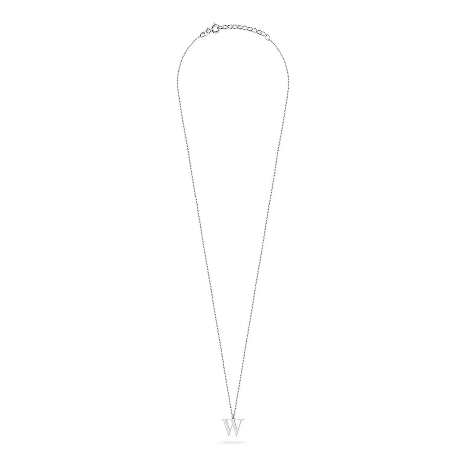 Silver Necklace Letter W