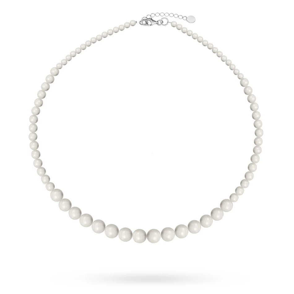 Silver Wedding Necklace with Synthetic Pearl