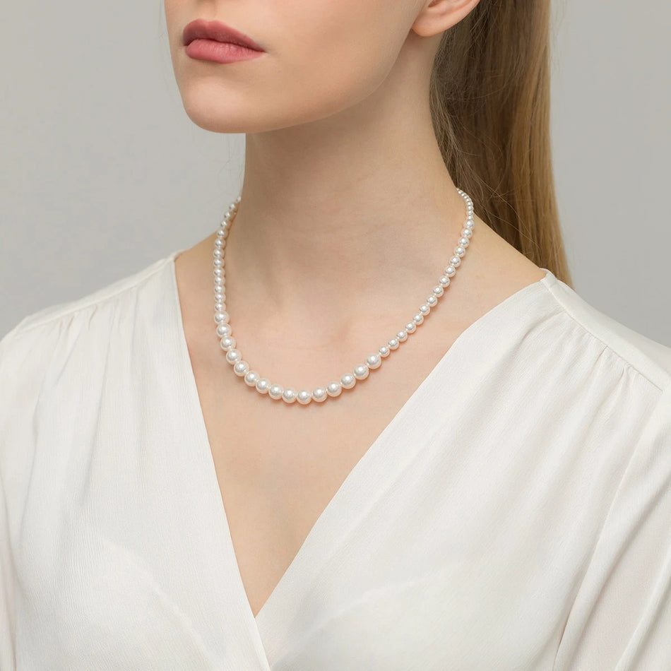 Silver Wedding Necklace with Synthetic Pearl