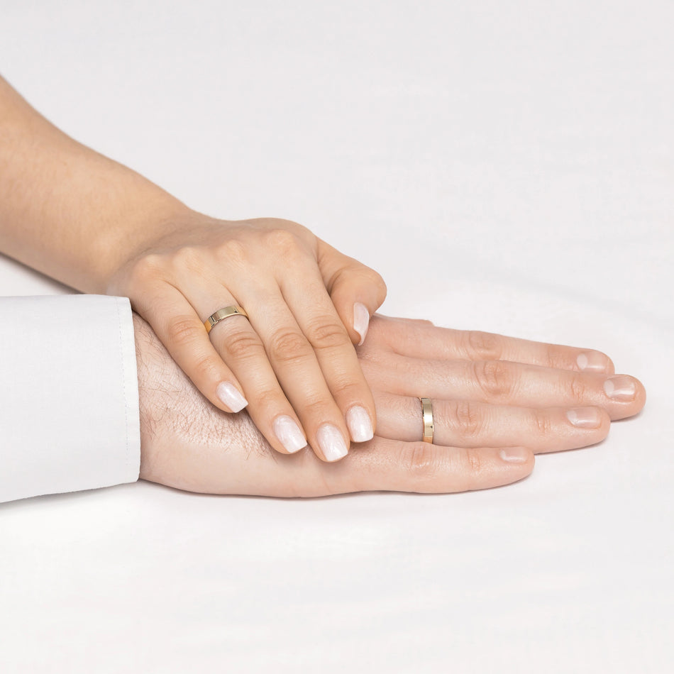 Classic Flat Beveled Gold Wedding Bands Rings 4mm