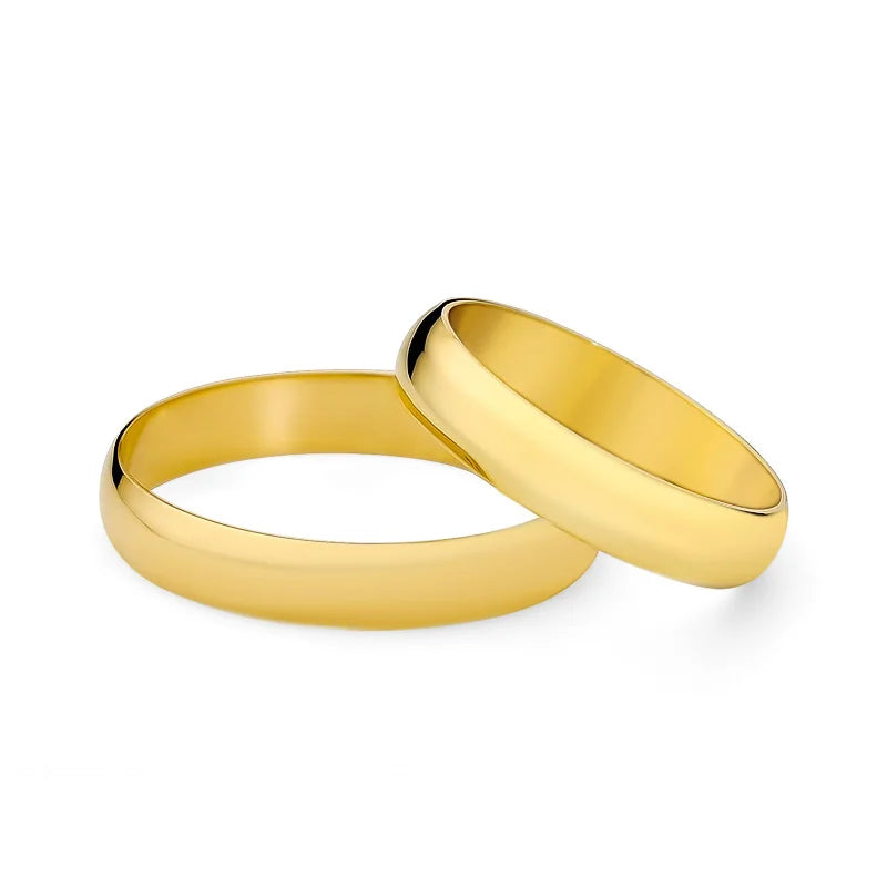 Classic Half-round Gold Wedding Bands Rings 4mm