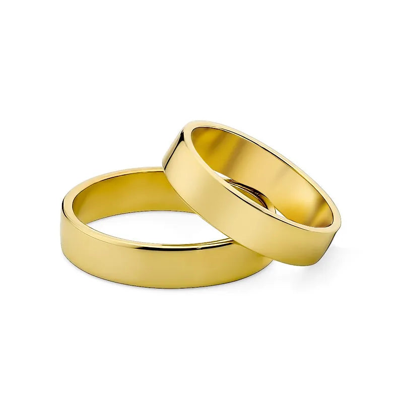 Classic Flat Gold Wedding Bands Rings 4mm