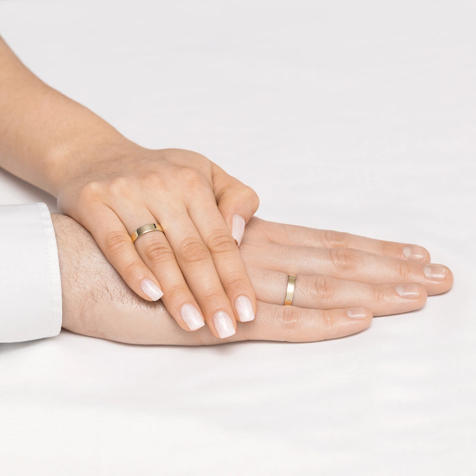 Classic Flat Gold Wedding Bands Rings 4mm