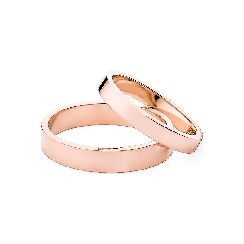 Classic Flat Gold Wedding Bands Rings 3 and 4mm