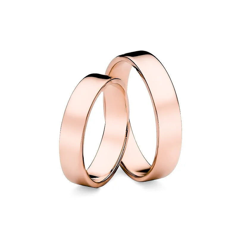 Classic Flat Gold Wedding Bands Rings 4mm