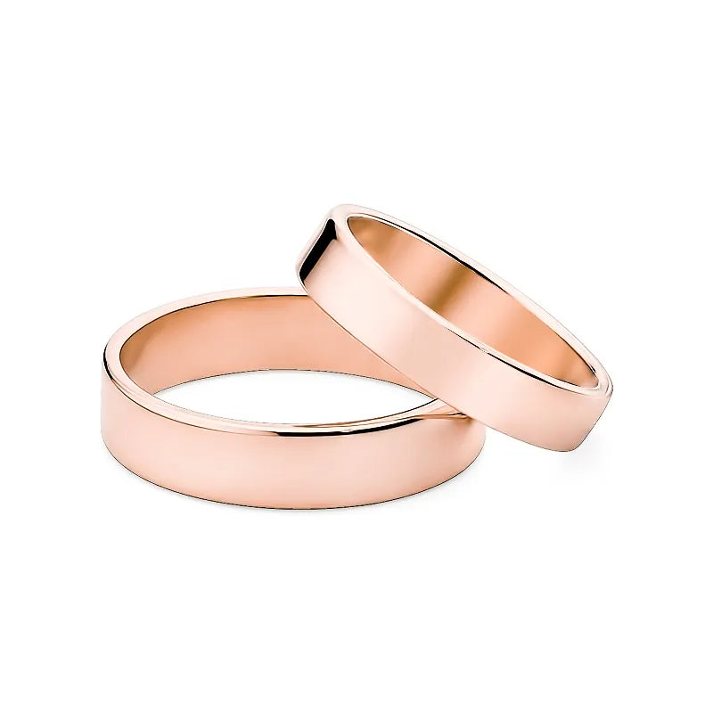 Classic Flat Gold Wedding Bands Rings 4 and 5mm