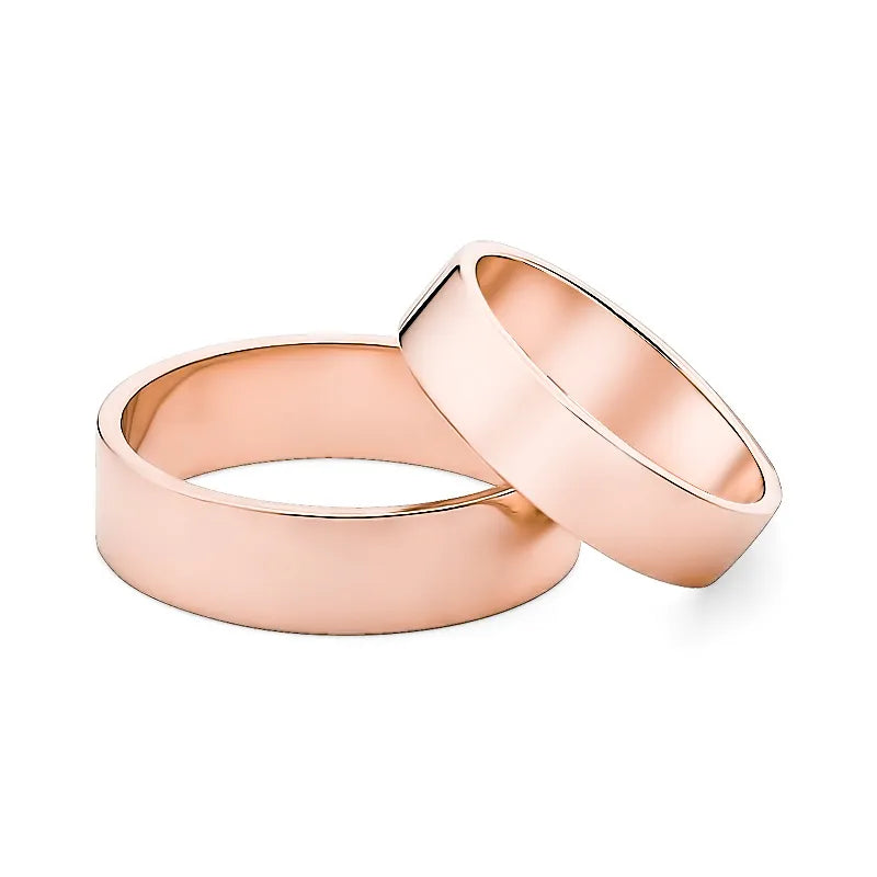 Classic Flat Gold Wedding Bands Rings 5 and 6mm