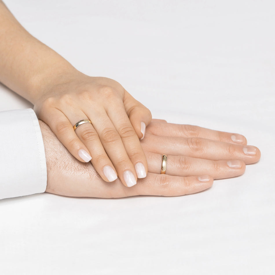 Classic Half-round Gold Wedding Bands Rings 3 and 4mm