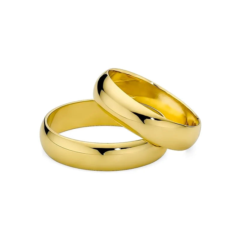 Classic Half-round Gold Wedding Bands Rings 5mm