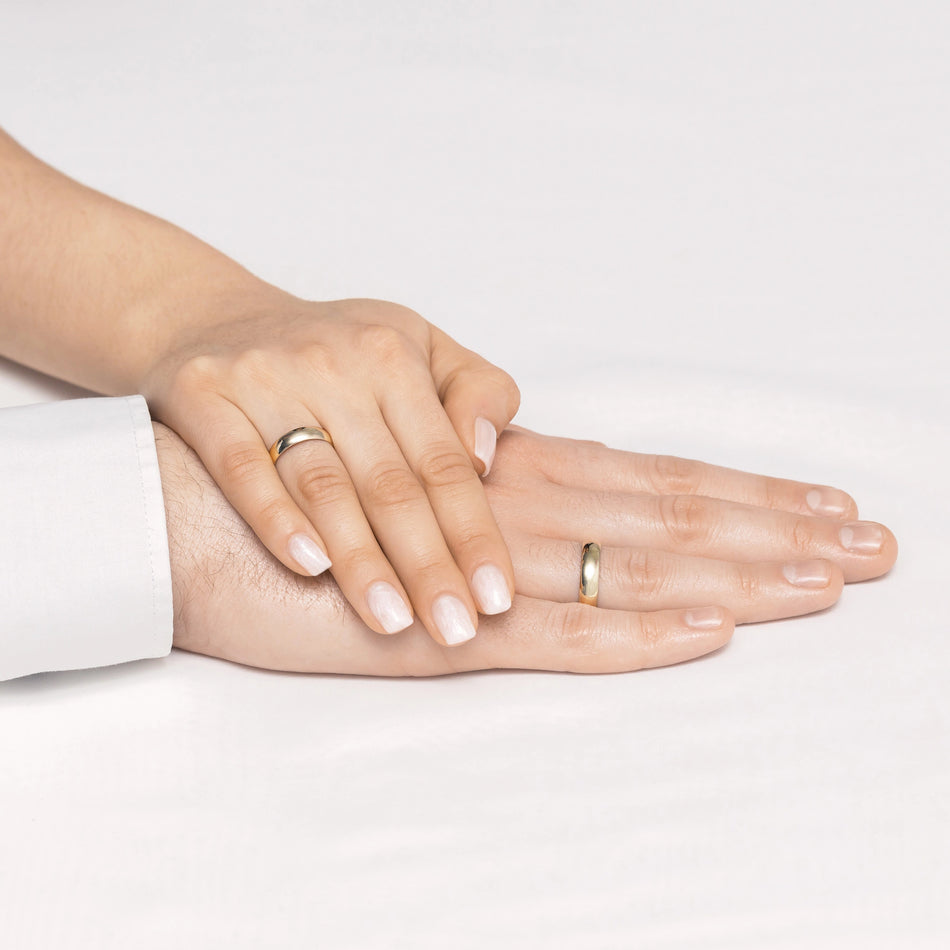 Classic Half-round Gold Wedding Bands Rings 5mm