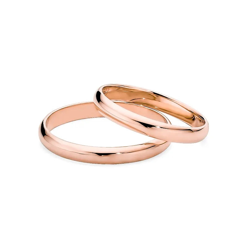Classic Half-round Gold Wedding Bands Rings 3mm