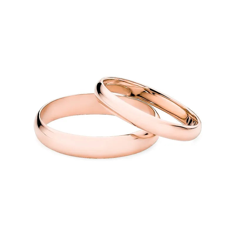 Classic Half-round Gold Wedding Bands Rings 3 and 4mm