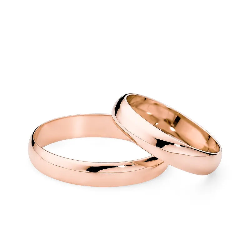 Classic Half-round Gold Wedding Bands Rings 4mm