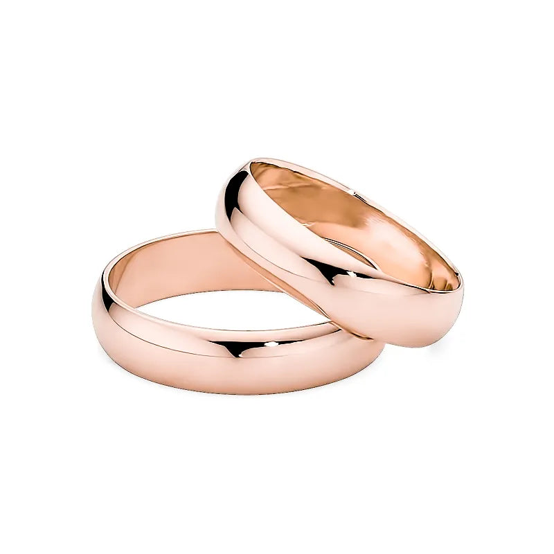 Classic Half-round Gold Wedding Bands Rings 5mm