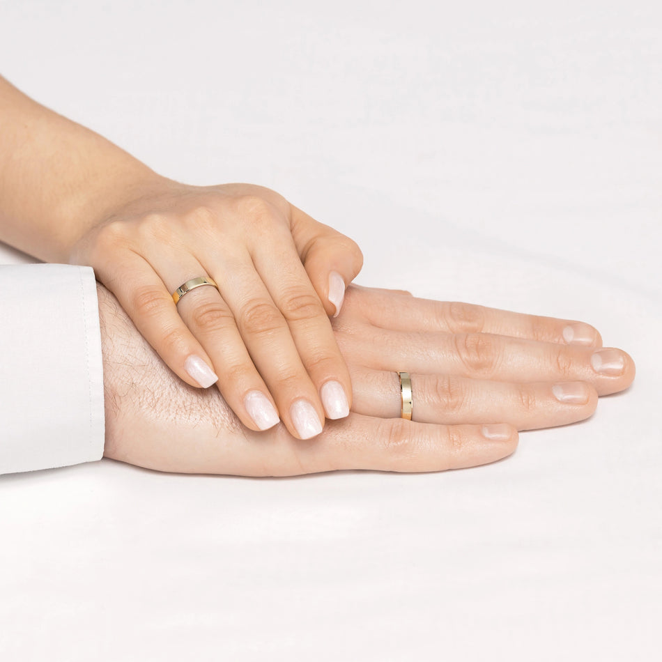 Classic Flat Beveled Gold Wedding Bands Rings 3 and 4mm