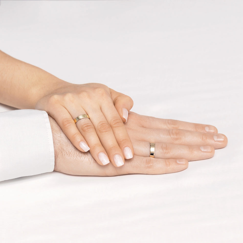 Classic Flat Beveled Gold Wedding Bands Rings 4 and 5mm