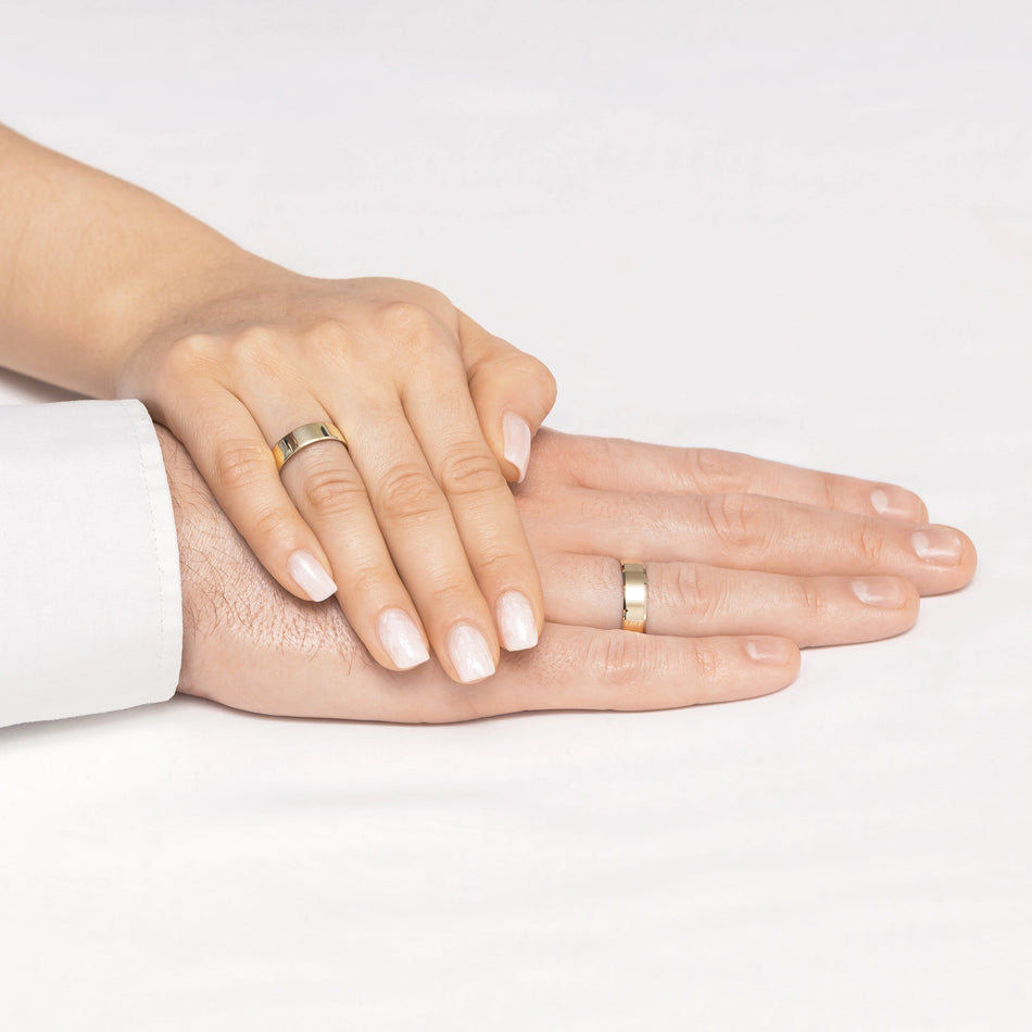 Classic Flat Beveled Gold Wedding Bands Rings 6mm