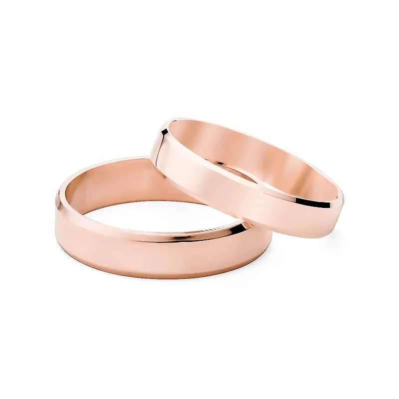 Classic Flat Beveled Gold Wedding Bands Rings 4 and 5mm