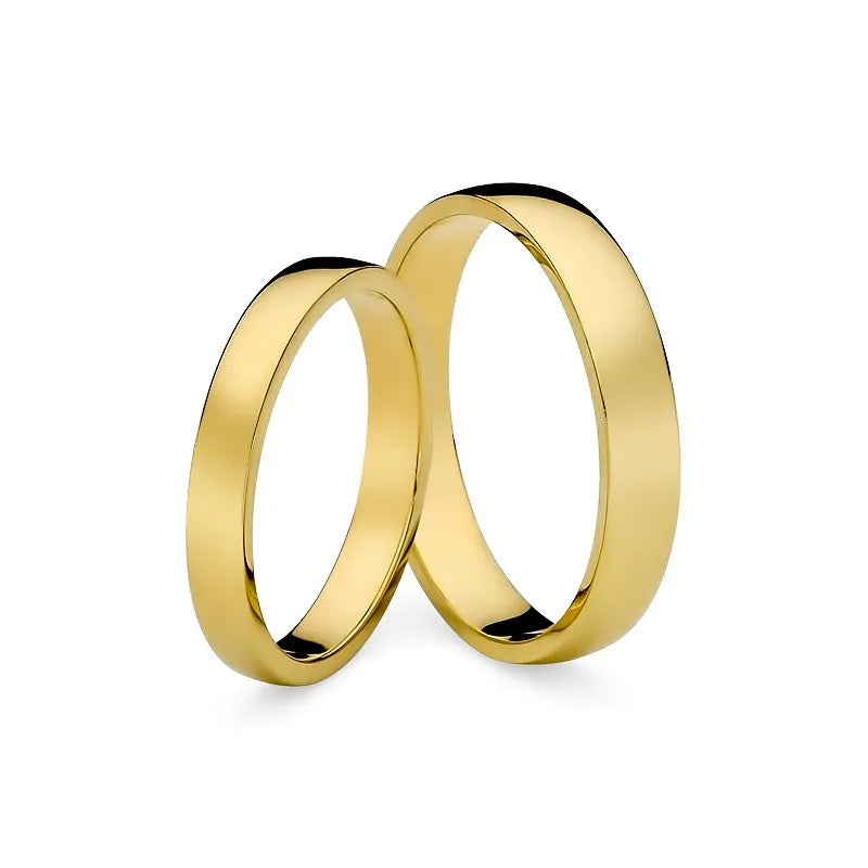 Classic Slightly Rounded Gold Wedding Bands Rings 3 and 4mm