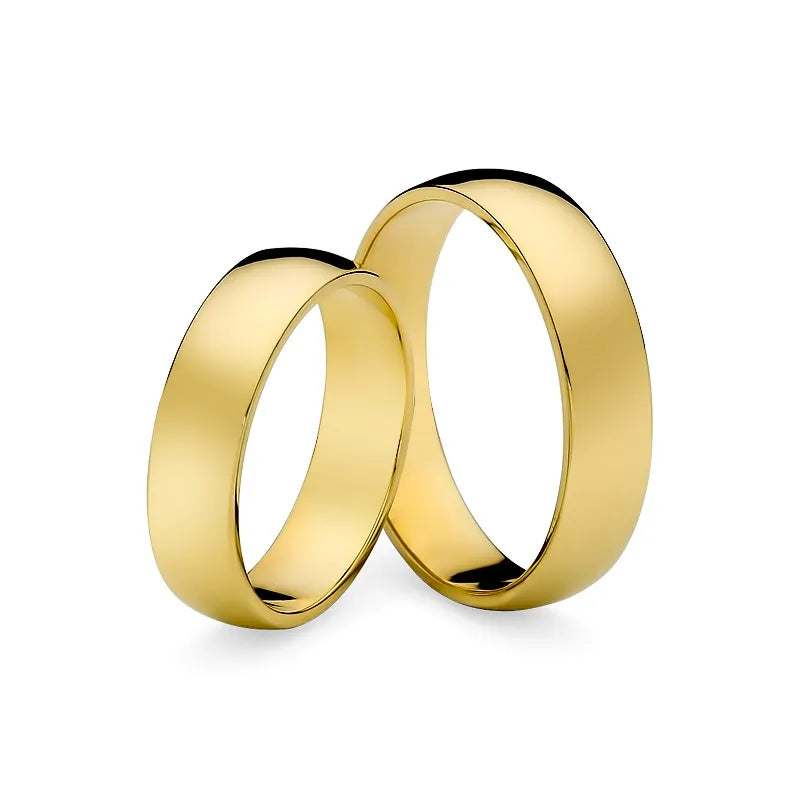Classic Slightly Rounded Gold Wedding Bands Rings 5mm