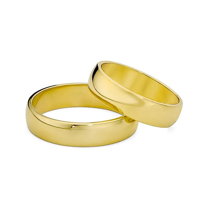 Classic Slightly Rounded Gold Wedding Bands Rings 5mm