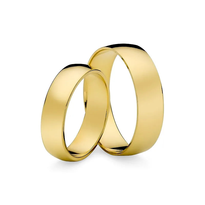 Classic Slightly Rounded Gold Wedding Bands Rings 5 and 6mm
