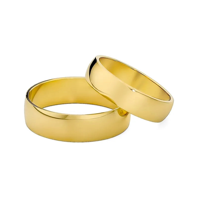 Classic Slightly Rounded Gold Wedding Bands Rings 5 and 6mm