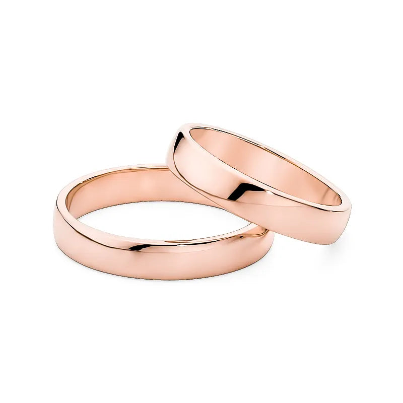 Classic Slightly Rounded Gold Wedding Bands Rings 4mm