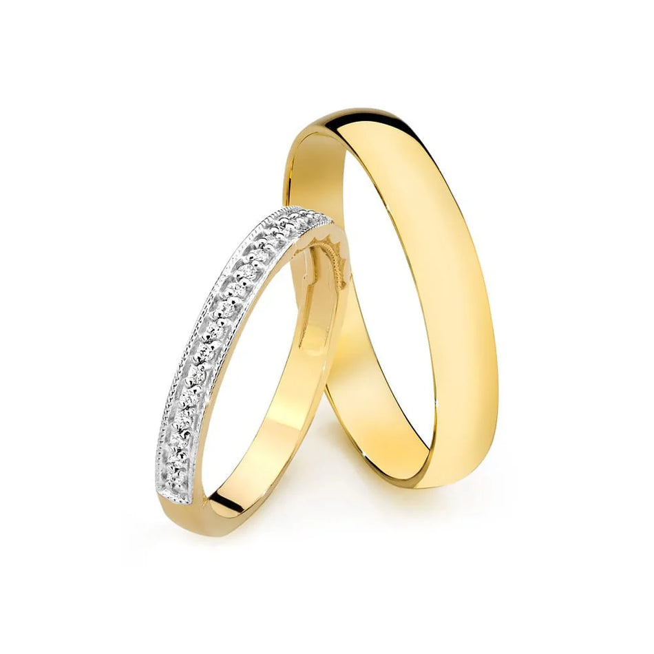 Wedding Bands Rings with 0.10ct Diamonds 3 and 4mm