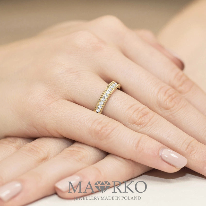 Gold Ring Set with 15 0.02ct Diamonds