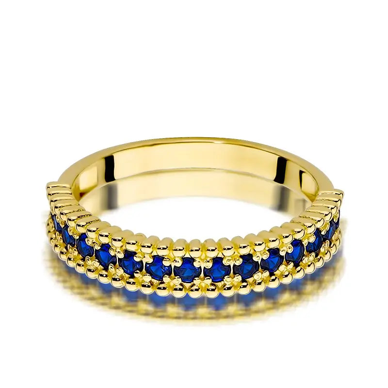 Gold Ring Set with 15 0.03ct Sapphires