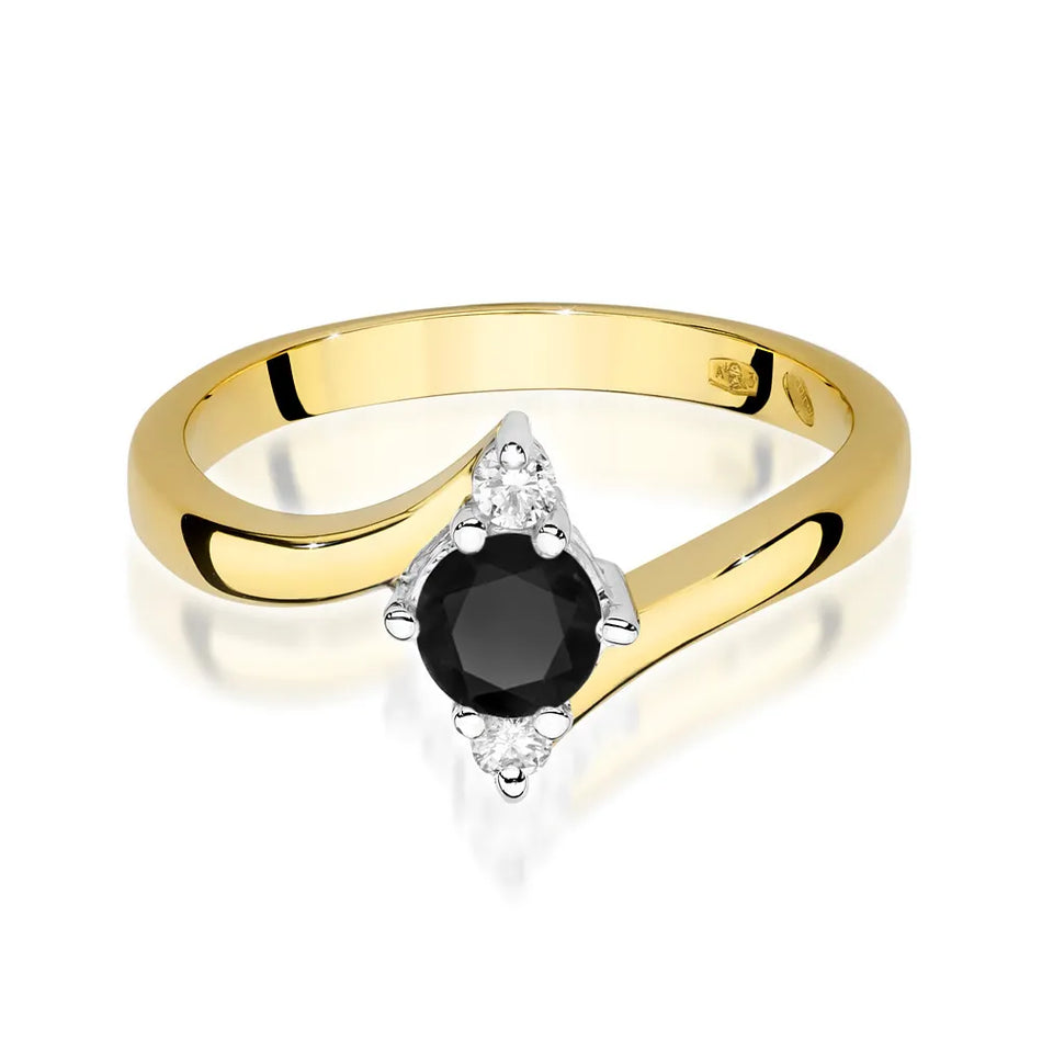 Gold Ring with 0.50ct Black diamond and Diamonds